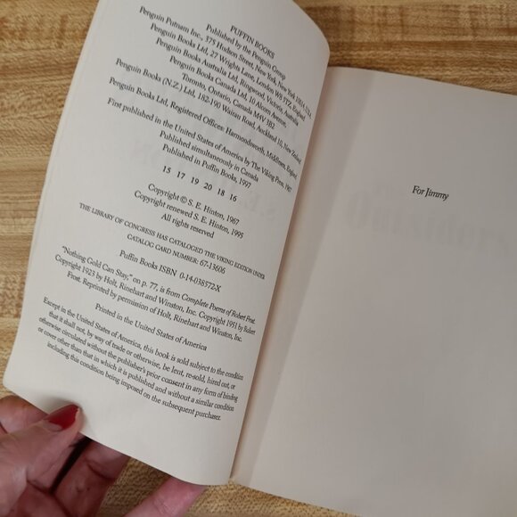 The Outsiders by S.E. Hinton (1997) Paperback Book Puffin Books Vintage Used - Picture 7 of 8